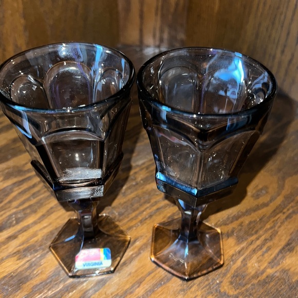 Vintage 1970’s Fostoria Virginia Smoke Cordial Glasses. Set of Two. - Picture 1 of 4